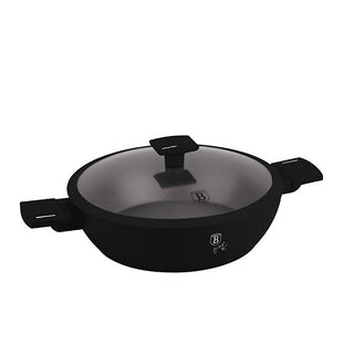 Shallow pot with lid,  Black Matt