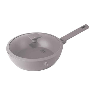 Deep frypan with lid, 24 cm , Taupe