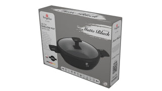 Shallow pot with lid,  Black Matt