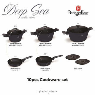 10 pcs cookware set, Deep Sea